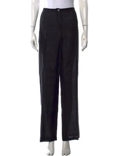 Pre-owned Marella Linen Straight Leg Pants In Black