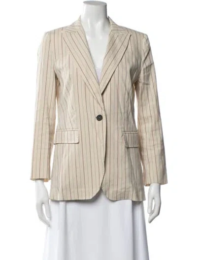 Pre-owned Marella Linen Striped Blazer In Neutral
