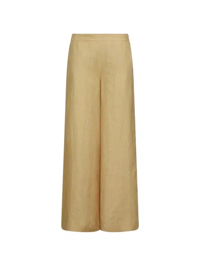 Marella Linen Wide-leg Trousers In Gold