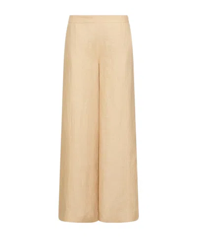 Marella Linen Wide-leg Trousers In Neutral