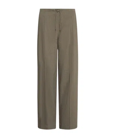 Marella Linen-blend Drawstring Trousers In Green