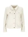 Marella Logo-button Denim Jacket In Neutral