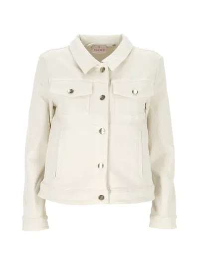 Marella Logo-button Denim Jacket In Neutral