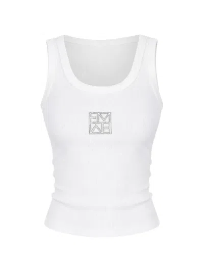 Marella Logo-embellished Ribbed Top In White