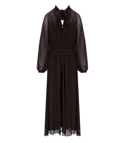 Marella Long Brown Gauze Dress