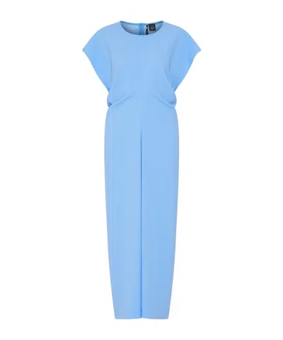 Marella Long Crepe Envers Satin Dress - Light Blue