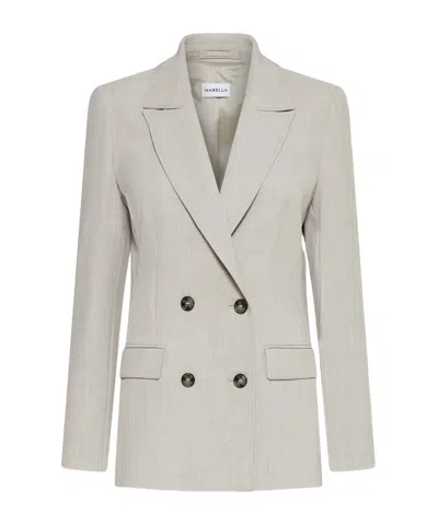 Marella Long Melange Blazer - Sand In White