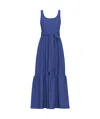 Marella Long Poplin Flounce Dress In Blue