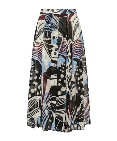 Marella Long Print Skirt - Wool White