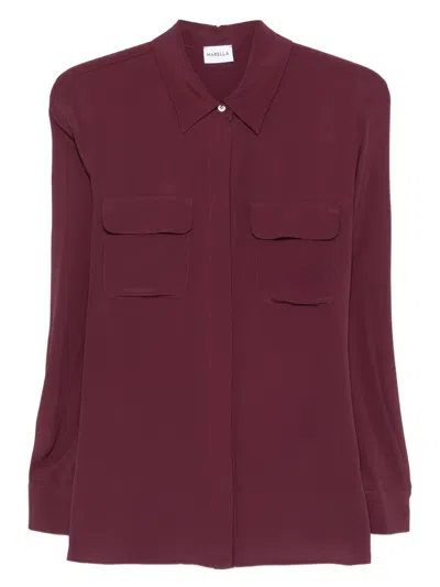 Marella Long-sleeve Double-pocket Shirt In Burgundy