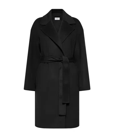 Marella Black Long Coat With Belt In Nero