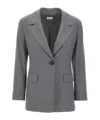 Marella Padded-shoulder Single-button Blazer In Gray