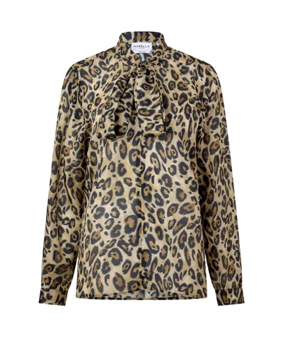 Marella Long-sleeve Blouse With Animal Print And Bow Detail