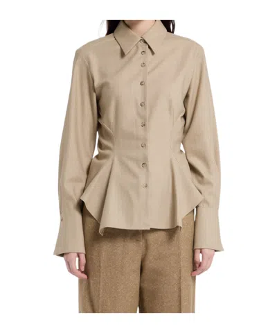 Marella Long-sleeve Button-up Shirt In Brown