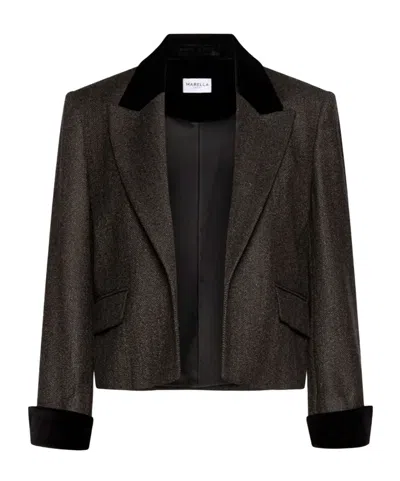 Marella Long-sleeve Cropped Blazer In Brown