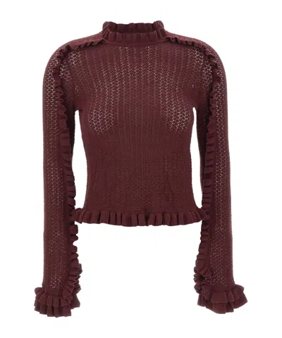 Marella Mulino Open-knit Sweater In Burgundy