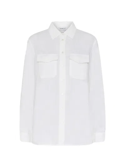 Marella White Long-sleeved Shirt With Pockets