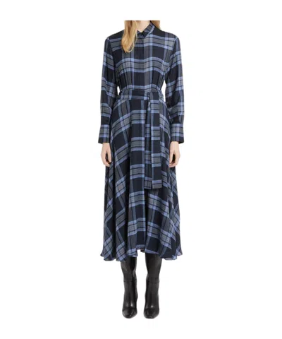 Marella Long-sleeved Belted Dress In Blue