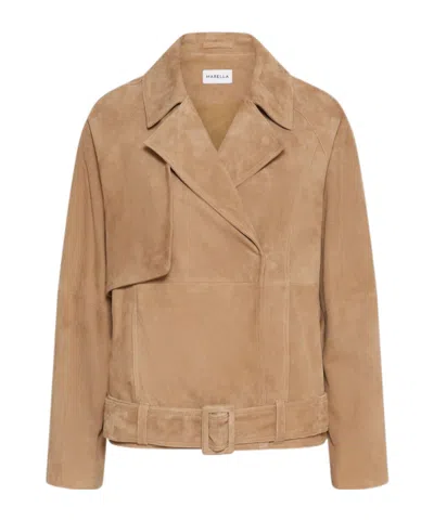 Marella Long-sleeved Jacket In Brown