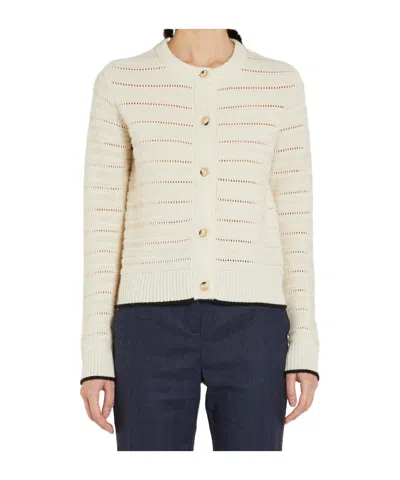 Marella Long-sleeved Knitted Cardigan In Neutral