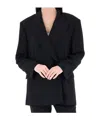 Marella Black Mltfervore Structured Double-breasted Blazer In Black