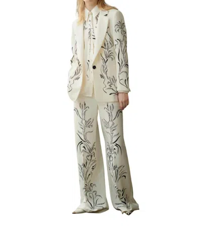 Marella Luciana Printed Satin Blazer In Wool White