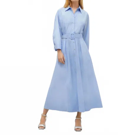 Marella Madda Long Sleeve Midi Dress In Light Blue Plain