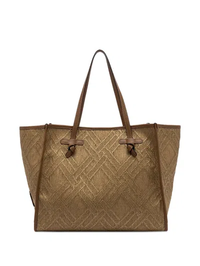 Marella Marcella Diamond-pattern Tote Bag In Brown