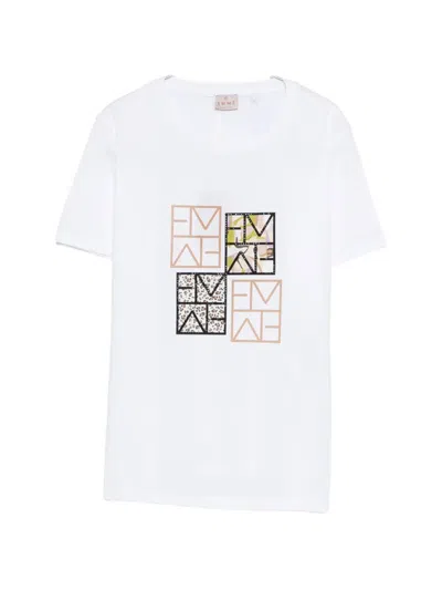 Marella Marea Geometric Print T-shirt In White