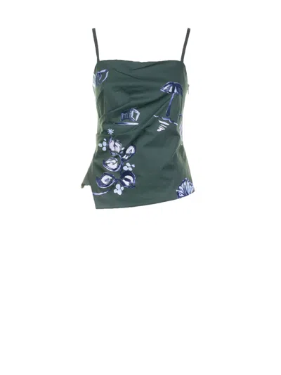 Marella Green Top With Floral Pattern