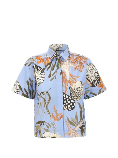 Marella Marine-print Gathered Shirt In Blue