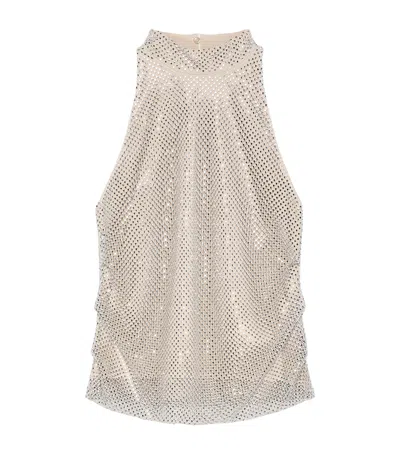 Marella Mesh Embellished High-neck Top In Neutral