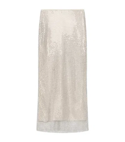 Marella Mesh Embellished Midi Skirt In Multi