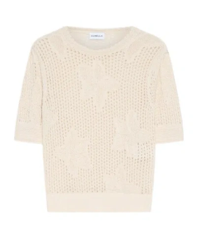 Marella Mesh-knit Crew-neck Sweater In Neutral