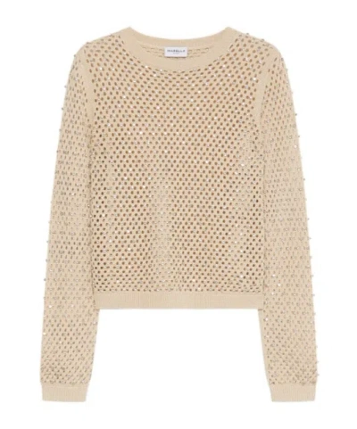 Marella Mesh-knit Sweater With Rhinestone Detail In Neutral