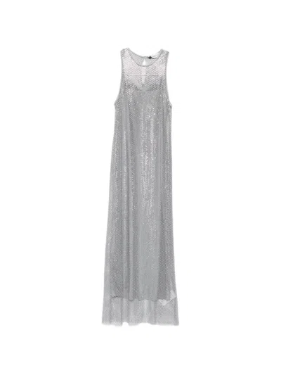 Marella Metallic Maxi Dress In Silver