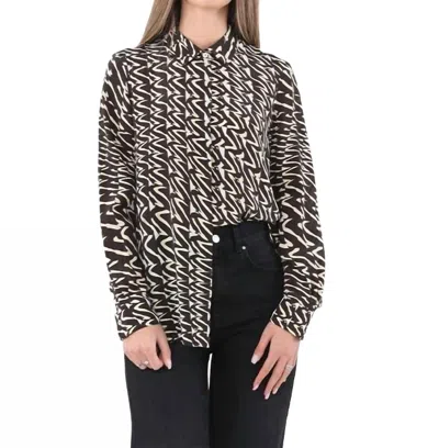 Marella Minerva Silk Crepe Shirt In Chocolate Brown In Multi