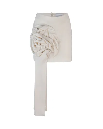Marella Minigonna Zulia Con Rosa Drappeggiata In White
