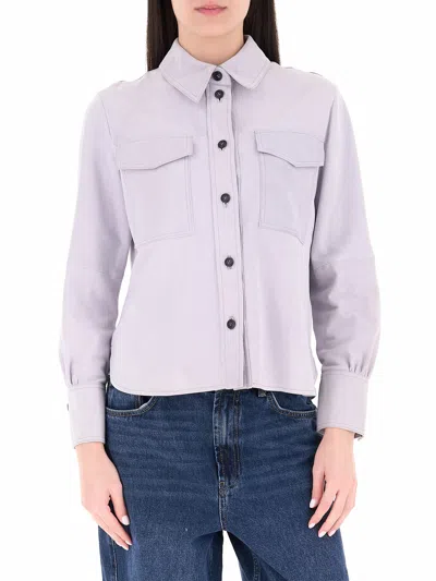 Marella Lavender Mllapogeo Cropped Cotton Shirt Jacket In Purple