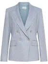 Marella Herringbone Linen-blend Blazer In Blue