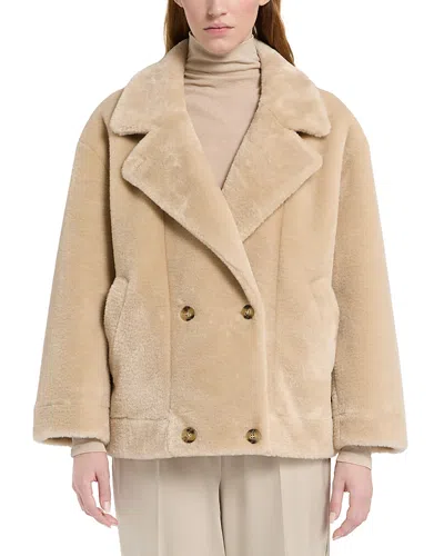 Marella Mllcomma Faux Fur Coat In Brown