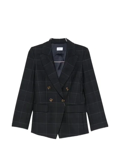 Marella Mllefedra Double-breasted Check-pattern Blazer In Blue