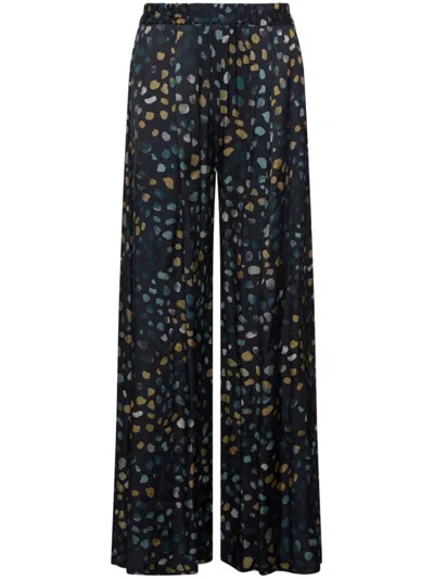 Marella Abstract-print Palazzo Pants In Black