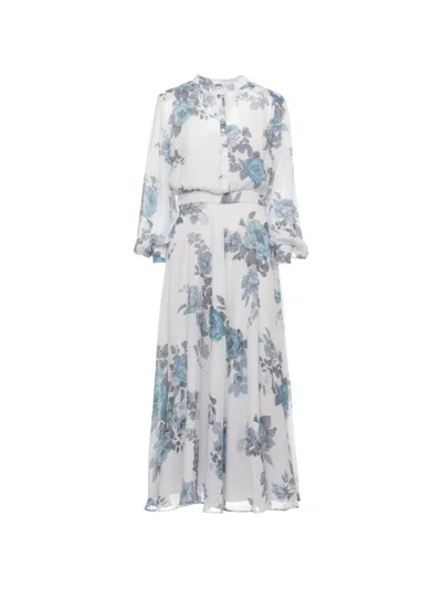 Marella Mllmastro Floral-print Button-up Midi Dress In Blue