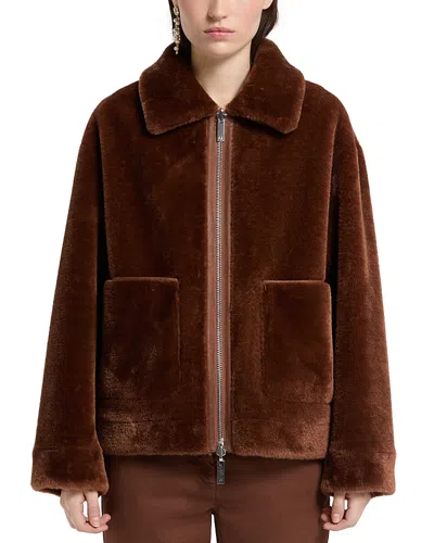 Marella Mllnuvole Faux Fur Coat In Brown