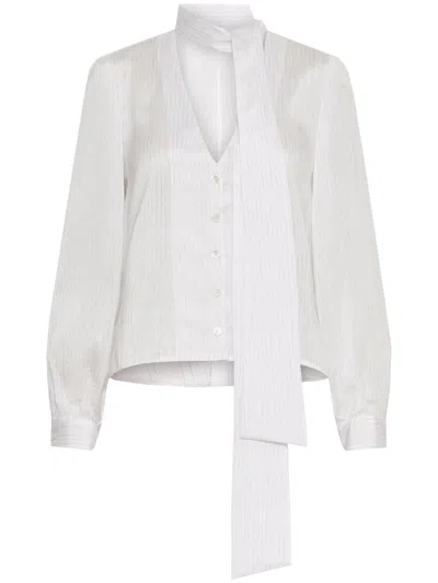 Marella Mllragni Pinstripe Tie-neck Shirt In White