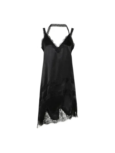 Marella Mllscoglio Delicate Lace Satin Slip Dress In Black