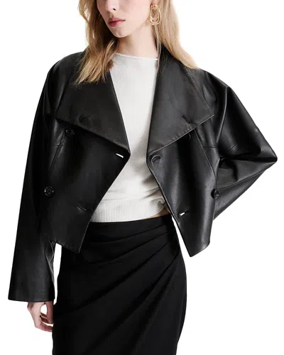 Marella Mlltessile Leather Jacket In Black