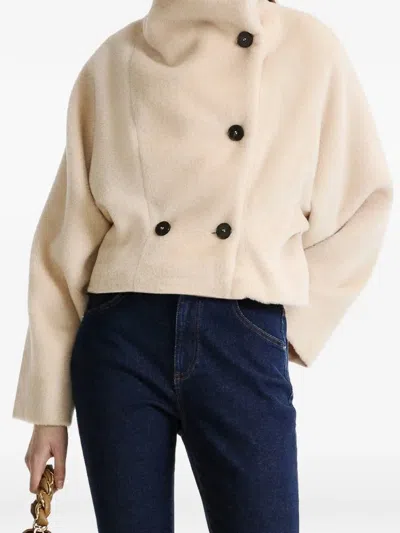 Marella Mllvitalba Double-breasted Cropped Jacket In 뉴트럴