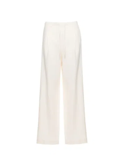Marella Mlmalloro Drawstring-waist Ide-leg Trousers In White